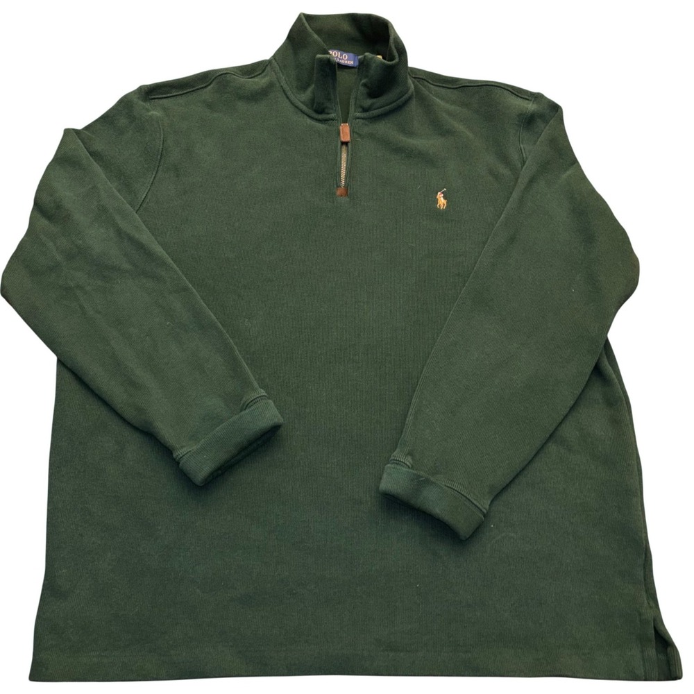 Polo Ralph Lauren | Men's XL | Green | Double-knit‎ Mockneck 1/4 Zip Sweatshirt